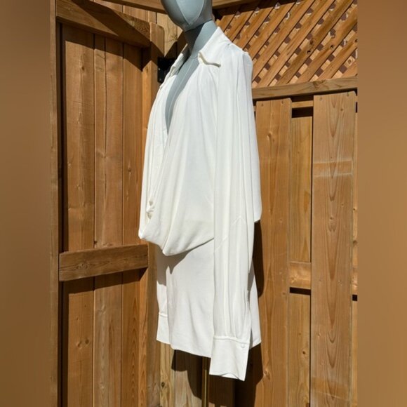 🆕 RAT & BOA 🧿 NWOT Stella White Long Sleeve Cowl Neck Mini Dress, Sz M - Picture 8 of 16